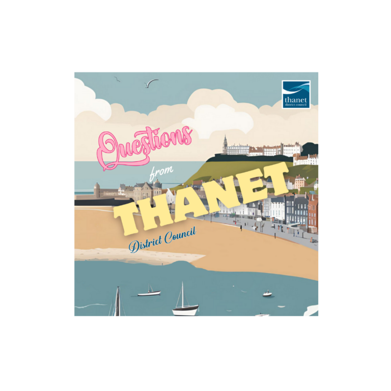 Questions from Thanet District Council - in text laid over illustrated seaside image