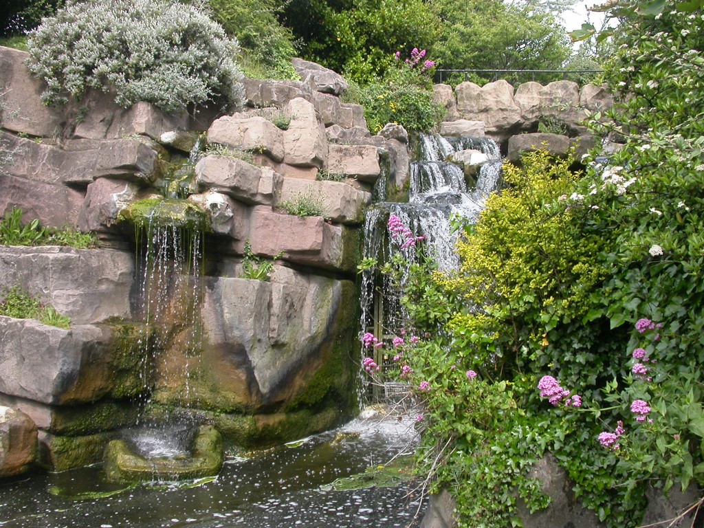 Photo of the madeira walk waterfall in Ramsgate, with flowering plants